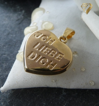 Preview: Anhänger 14x11mm Herz - ICH LIEBE DICH - 8Kt 333 GOLD