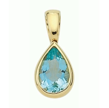 Anhänger 7x10mm Aquamarin Tropfen 585 Gold