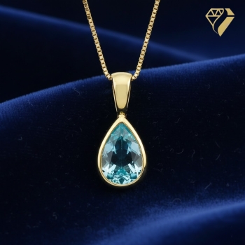 Preview: Anhänger 7x10mm Aquamarin Tropfen 585 Gold