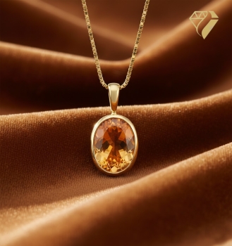 Preview: Anhänger Citrin 12x15mm 585 Gold