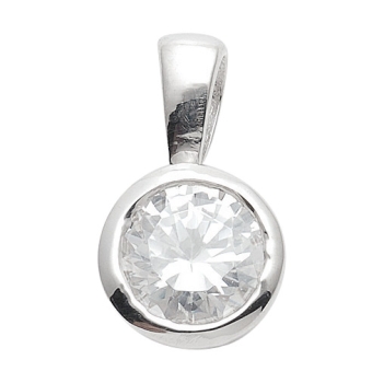 Anhänger rund 6,5mm Zirkonia Zargenfassung 925 Silber