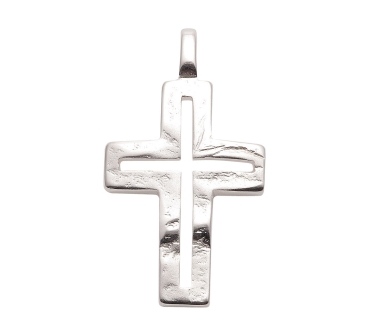 Anhänger Kreuz gehämmert durchbrochen 16x24mm Silber 925