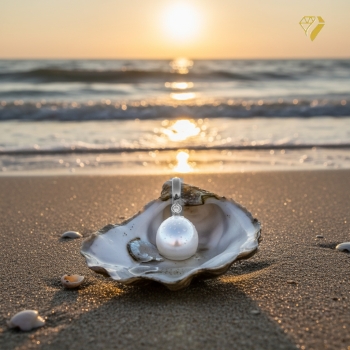 Preview: Anhänger Einhänger Süßwasserperle oval 11,7x9,7mm mit Diamant 0,03ct 14Kt WEISSGOLD