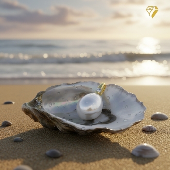 Preview: Anhänger Süßwasserperle oval 10,4x9,2mm mit Brillant 0,03ct 14Kt GOLD