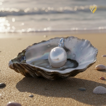 Preview: Anhänger Süßwasserperle oval 10,4x9,2mm mit Diamant 0,03ct 14Kt WEISSGOLD