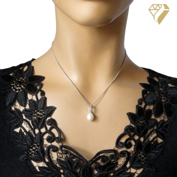 Anhänger Einhänger Perle mit Zirkonia Silber 925