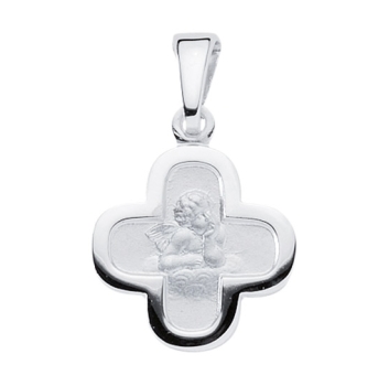 Anhänger Medaille Kreuz 11,5mm Engel Amour Silber 925