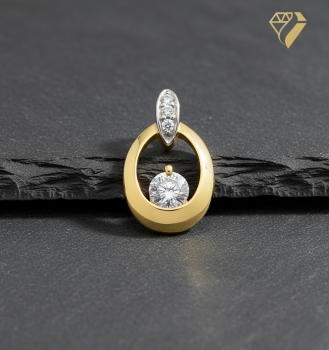 Preview: Anhänger oval 14,5mm mit Zirkonia 8Kt 333 GOLD