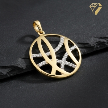 Preview: Anhänger rund 19mm Zirkonias 8Kt 333 GOLD