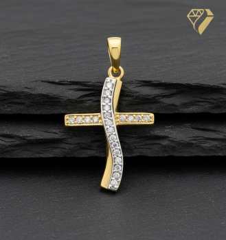 Preview: Anhänger Kreuz Zirkonia 15x19mm 8Kt 333 GOLD