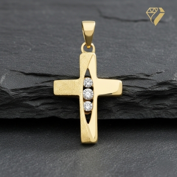 Preview: Anhänger Kreuz Zirkonia 12x16mm 8Kt 333 GOLD
