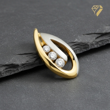 Preview: Anhänger bicolor 17mm Zirkonia 8Kt 333 GOLD