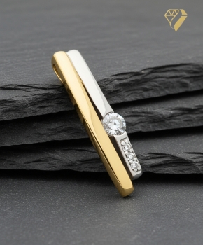 Preview: Anhänger bicolor 20mm Zirkonia 8Kt 333 GOLD