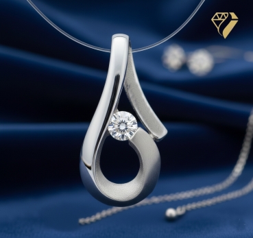 Preview: Anhänger 18mm Zirkonia 8Kt 333 WEISSGOLD