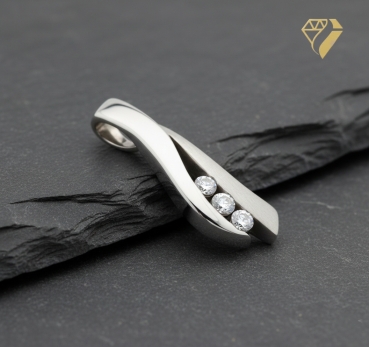 Preview: Anhänger 20mm Zirkonia 8Kt 333 WEISSGOLD