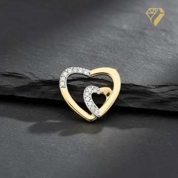 Preview: Anhänger 2 Herzen 14mm mit Zirkonia 8Kt 333 GOLD