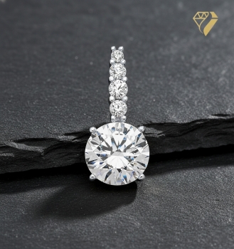 Preview: Anhänger 15mm Zirkonia 8Kt 333 WEISSGOLD