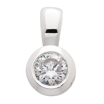 Anhänger rund 5mm Zirkonia Zargenfassung 925 Silber