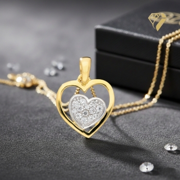 Preview: Anhänger Herz in Herz 12x12mm Zirkonia 333 GOLD