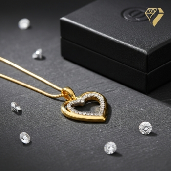 Preview: Anhänger Herz in Herz 13x13mm Zirkonia 333 GOLD