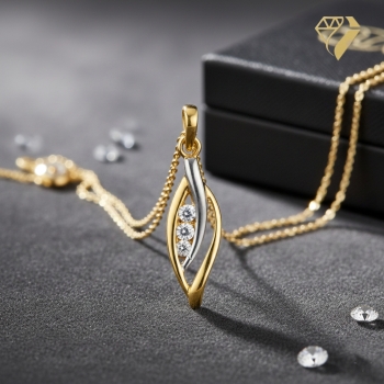 Preview: Anhänger bicolor 19mm Zirkonia 8Kt 333 GOLD