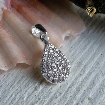 Preview: Anhänger Tropfen 10mm Zirkonia 14Kt 585 WEISSGOLD