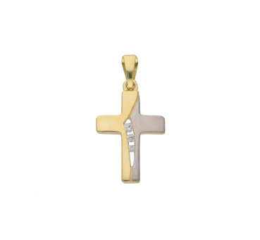 Anhänger Kreuz bicolor Zirkonia 12x15mm 8Kt 333 GOLD