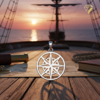 Preview: Anhänger 17,8mm Kompass glänzend Silber 925