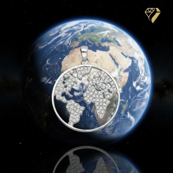 Preview: Anhänger Weltkarte 21,4mm Zirkonia 925 Silber