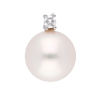 Anhänger Süßwasserzuchtperle 8,9mm mit Diamant 0,04ct 14Kt WEISSGOLD