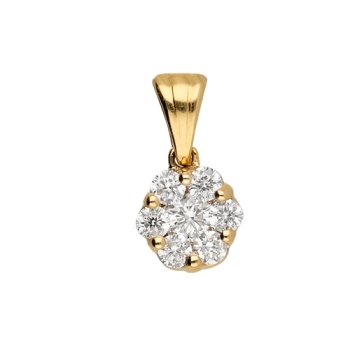 Anhänger 4,5mm rund mit 7 Diamanten 0,13ct 14Kt 585 GOLD
