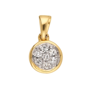 Anhänger 6mm rund mit 7 Diamanten 0,06ct 14Kt 585 GOLD