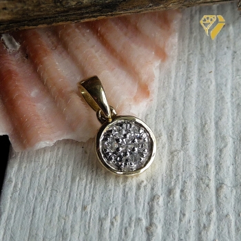 Anhänger 6mm rund mit 7 Diamanten 0,06ct 14Kt 585 GOLD