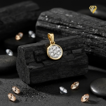 Preview: Anhänger 6mm rund mit 7 Diamanten 0,06ct 14Kt 585 GOLD