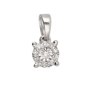 Anhänger 4,5mm rund mit Diamanten 0,06ct 14Kt 585 WEISSGOLD