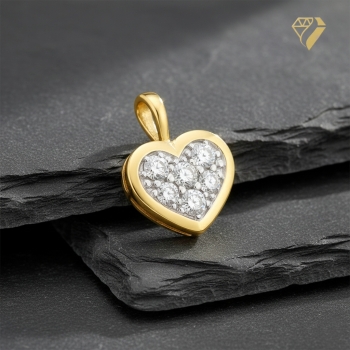 Preview: Kleiner Anhänger Herz 9x12mm Zirkonia 333 GOLD
