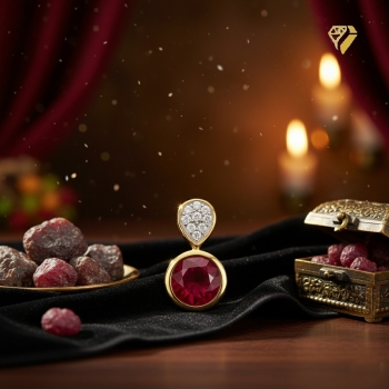 Preview: Anhänger 7mm Zirkonias Rubin Farbstein 8Kt 333 GOLD