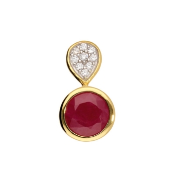 Anhänger 7mm Zirkonias Rubin Farbstein 8Kt 333 GOLD