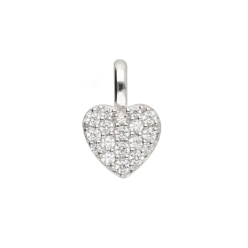 Anhänger 7,3x11,3mm Herz mit Zirkonias rhodiniert Silber 925