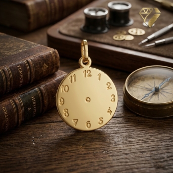 Preview: Anhänger Taufanhänger 14mm Uhr 8Kt 333 GOLD