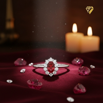 Preview: Ring Zirkonia rot weiss Silber 925 Ringgröße 54