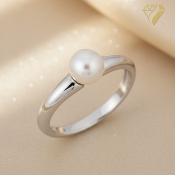 Preview: Ring mit 7,5mm Zuchtperle rhodiniert 925 Silber Gr. 50