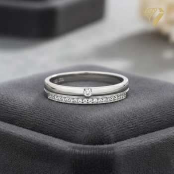 Preview: Ring 4,3mm mit Zirkonias glänzend rhodiniert 925 Silber Gr. 66