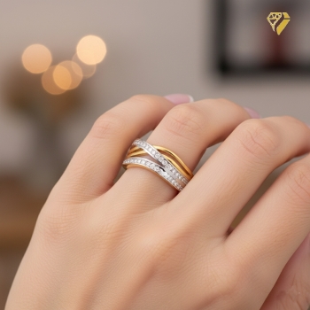 Preview: Damenring bicolor mit Zirkonia 333 GOLD