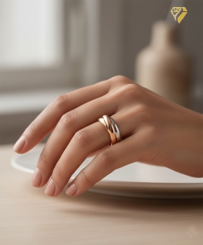 Preview: Damenring Memoire dreireihig tricolor 333 GOLD