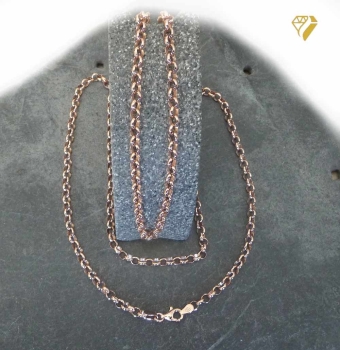 Kette Ankerkette 3,8mm rund Erbskette rose vergoldet Silber 925 70-90cm