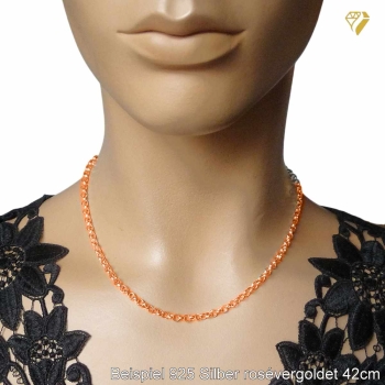 Kette Ankerkette 3,8mm rund Erbskette rose vergoldet Silber 925 70-90cm