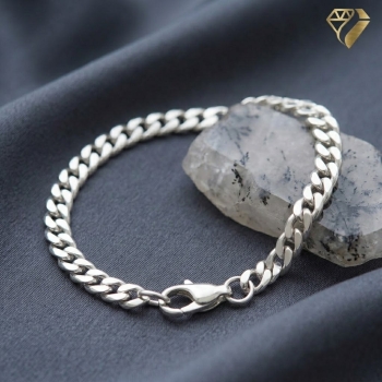 Preview: Armband Panzer flach 6x2mm Silber 925 19-21cm