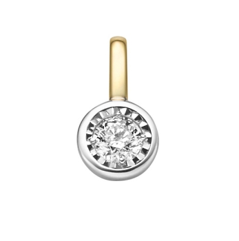 Anhänger 6mm rund bicolor mit Diamant 0,18ct 14Kt 585 GOLD