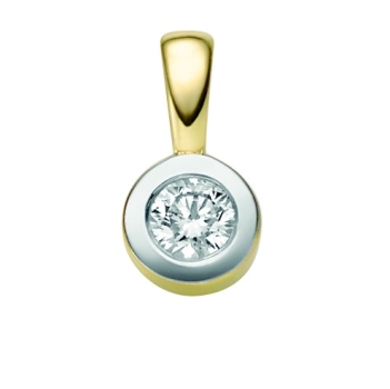 Anhänger 6mm rund bicolor mit Diamant 0,20ct 14Kt 585 GOLD